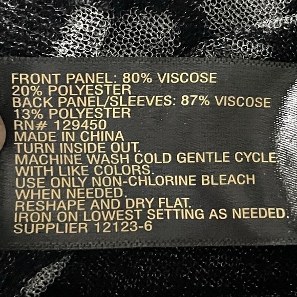 🌺 Worthington Black Slinky Semi Sheer Abstract Print Stretchy Sweater Size XL - Picture 8 of 9